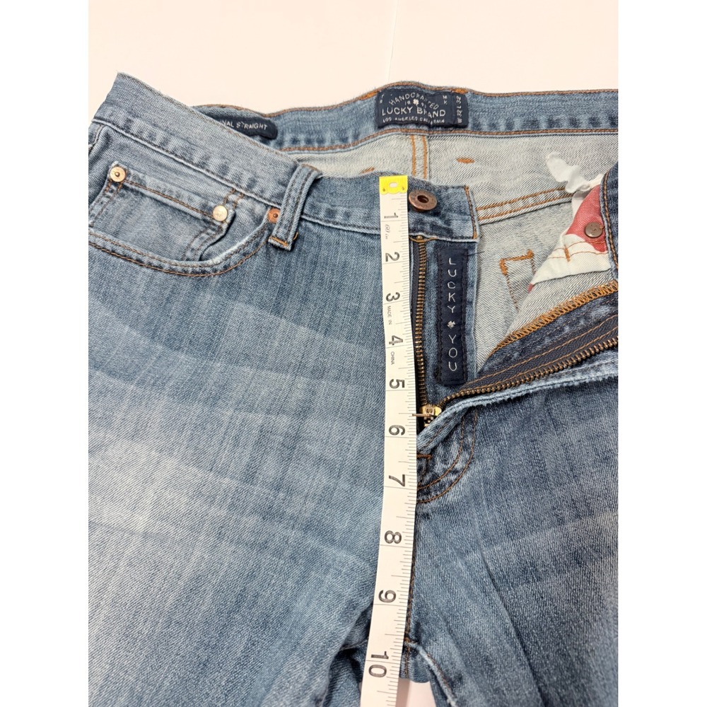 Lucky Brand 221 Original Straight Jeans Blue Distressed Paint Splatter 32x32 - Picture 4 of 10